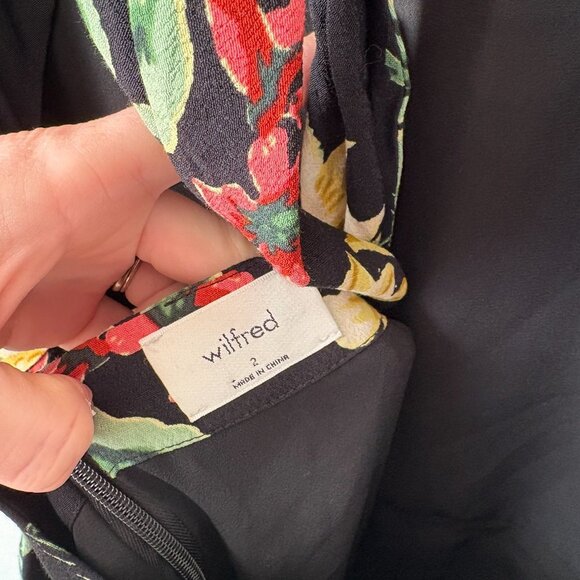Aritzia Wilfred Ecoulement Jumpsuit Tie Back Black Tropical Floral Size 2 - Picture 5 of 6